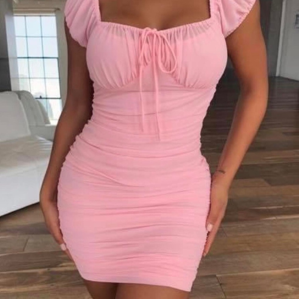 Tiger Mist Pink Flowerhead Mini Dress